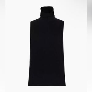 Saks Fifth Avenue Women's XL Sweater Vest Black Cashmere Turtleneck NWT